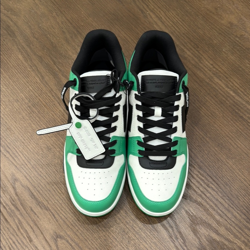 Off-White Green and White Out of Office Leather Sneakers